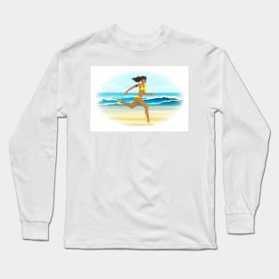 The Girl Run on the Beach Long Sleeve T-Shirt